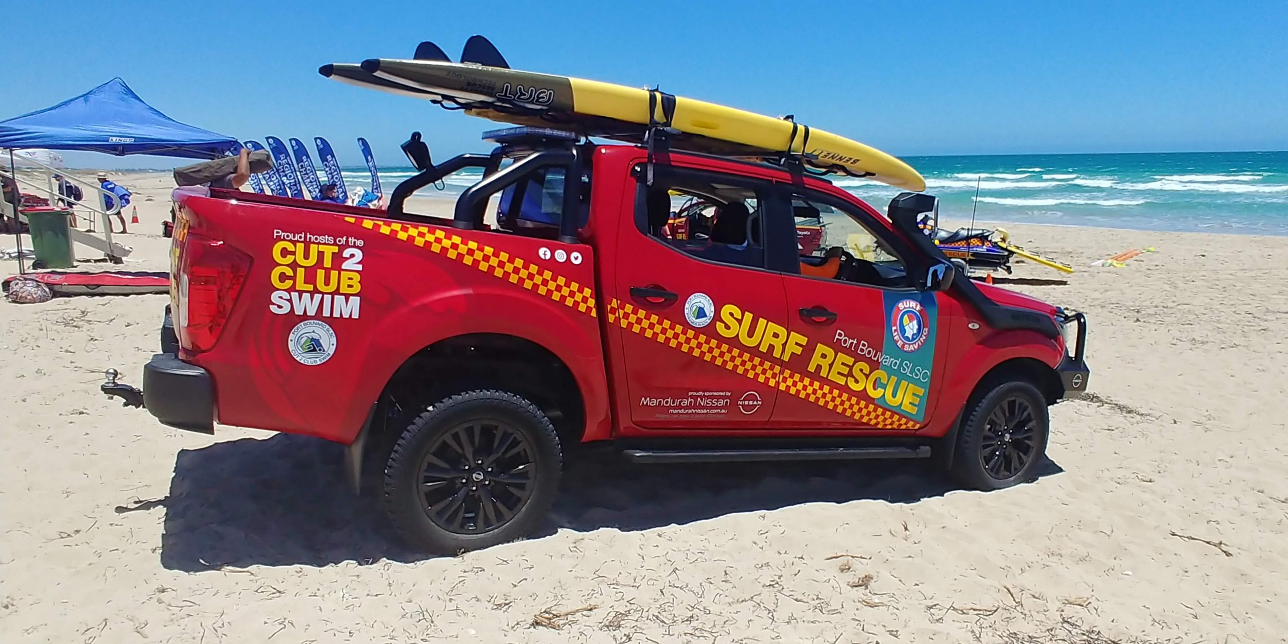 Patrol ute on beach